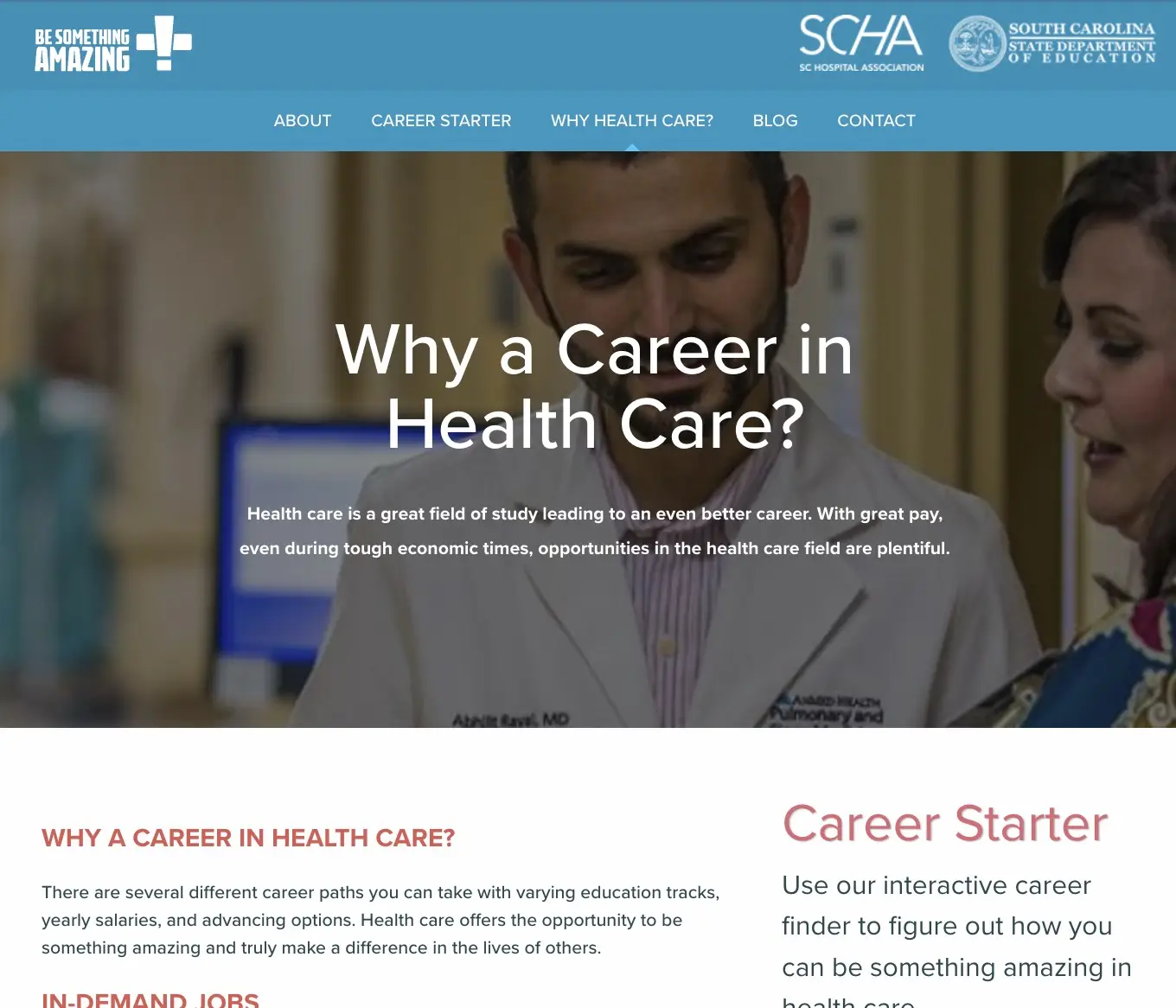 Be Something Amazing why healthcare interior page