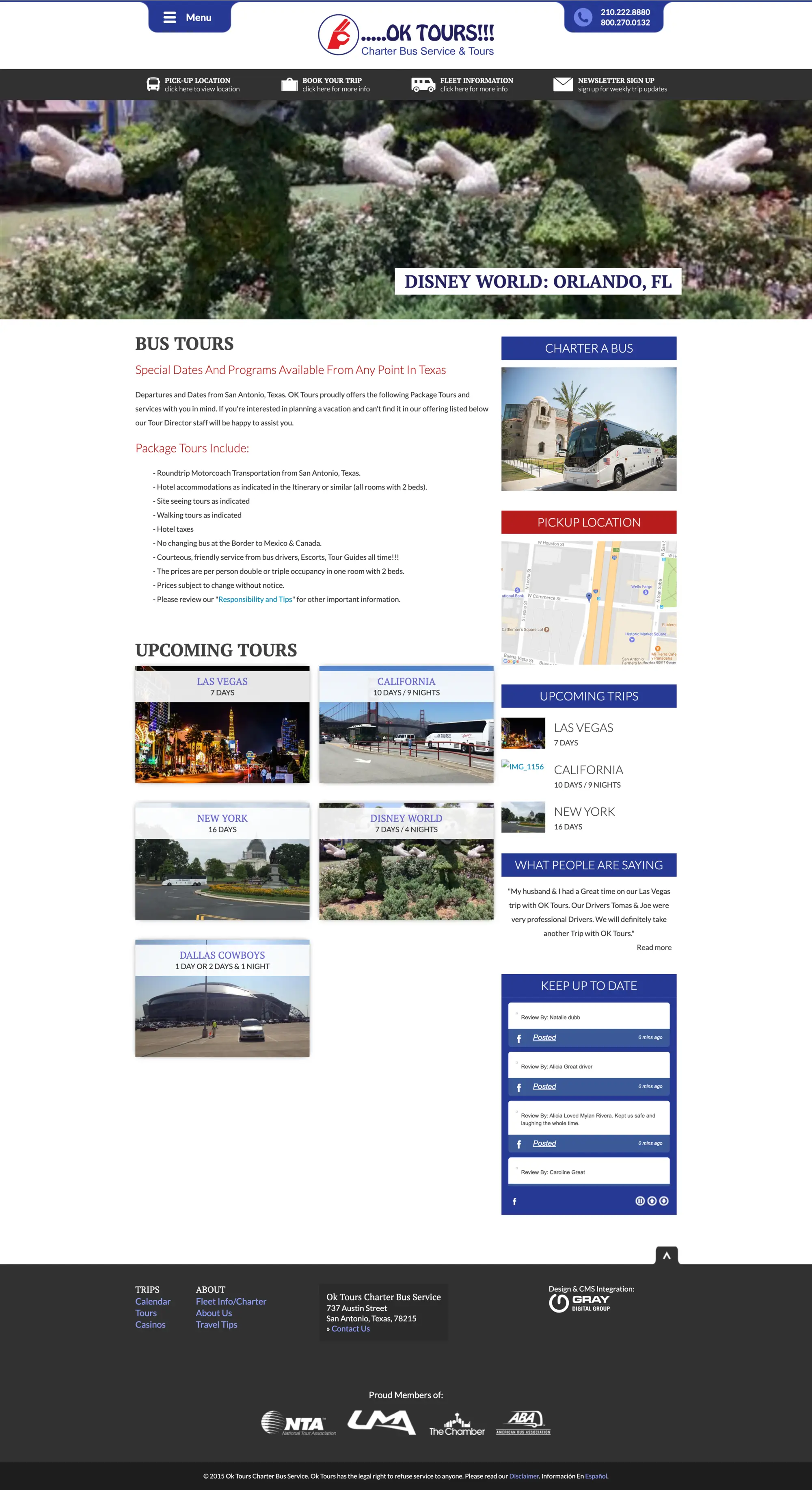 OK Tours bus tours destination carousel page
