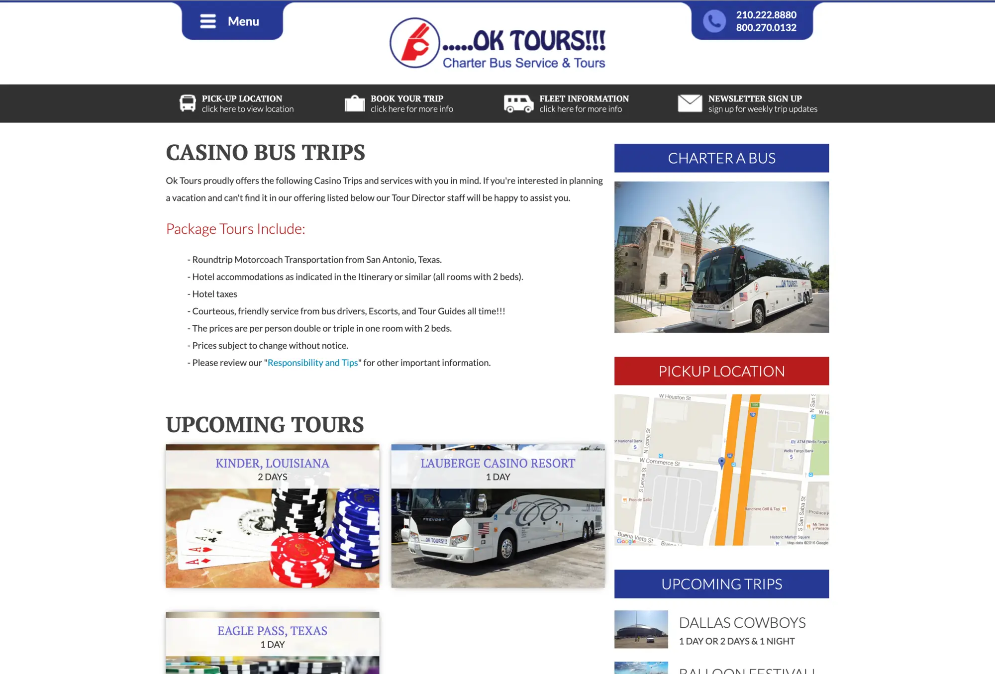 OK Tours casino bus trips listing page