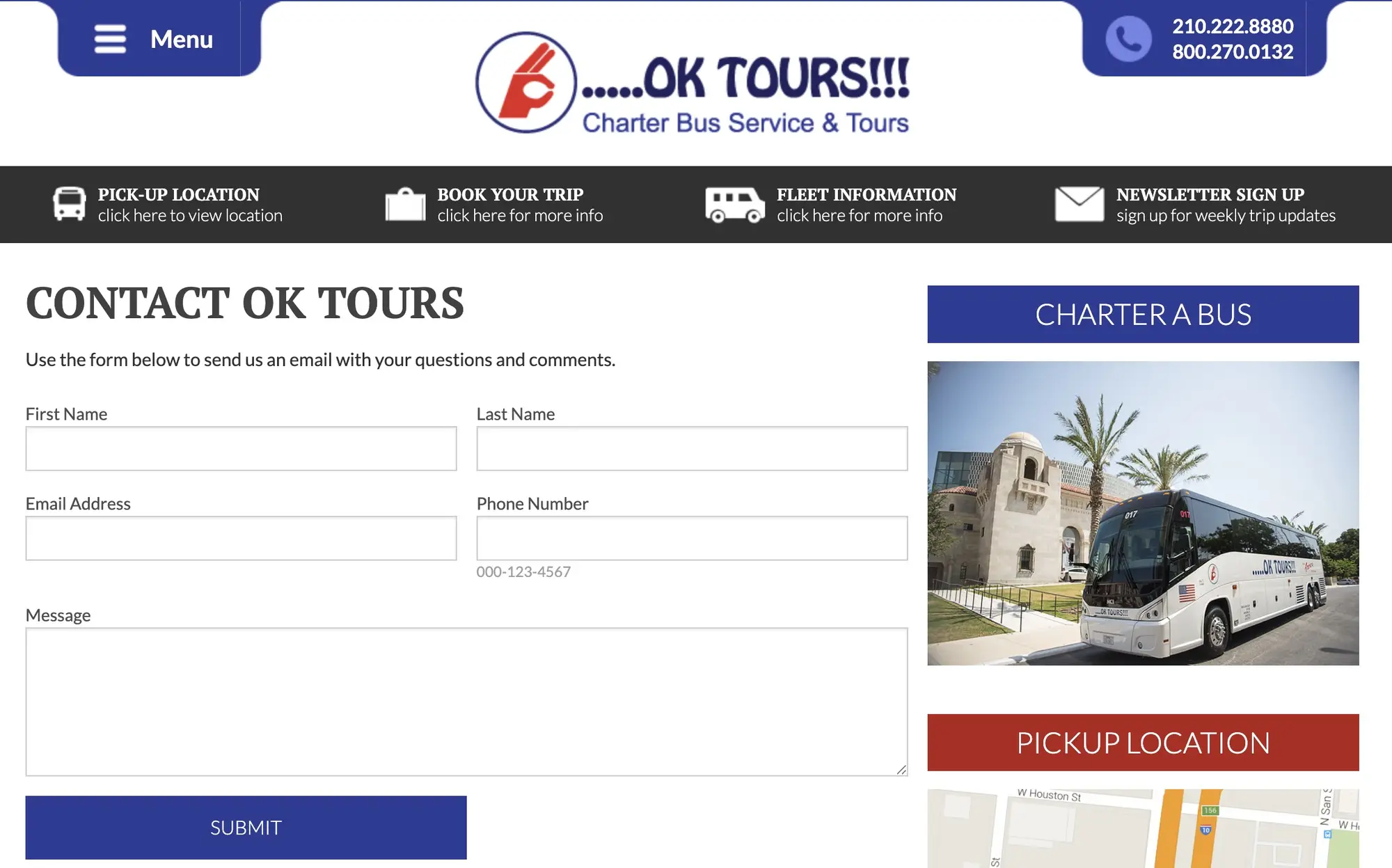 OK Tours contact page using Sitefinity's built-in forms component
