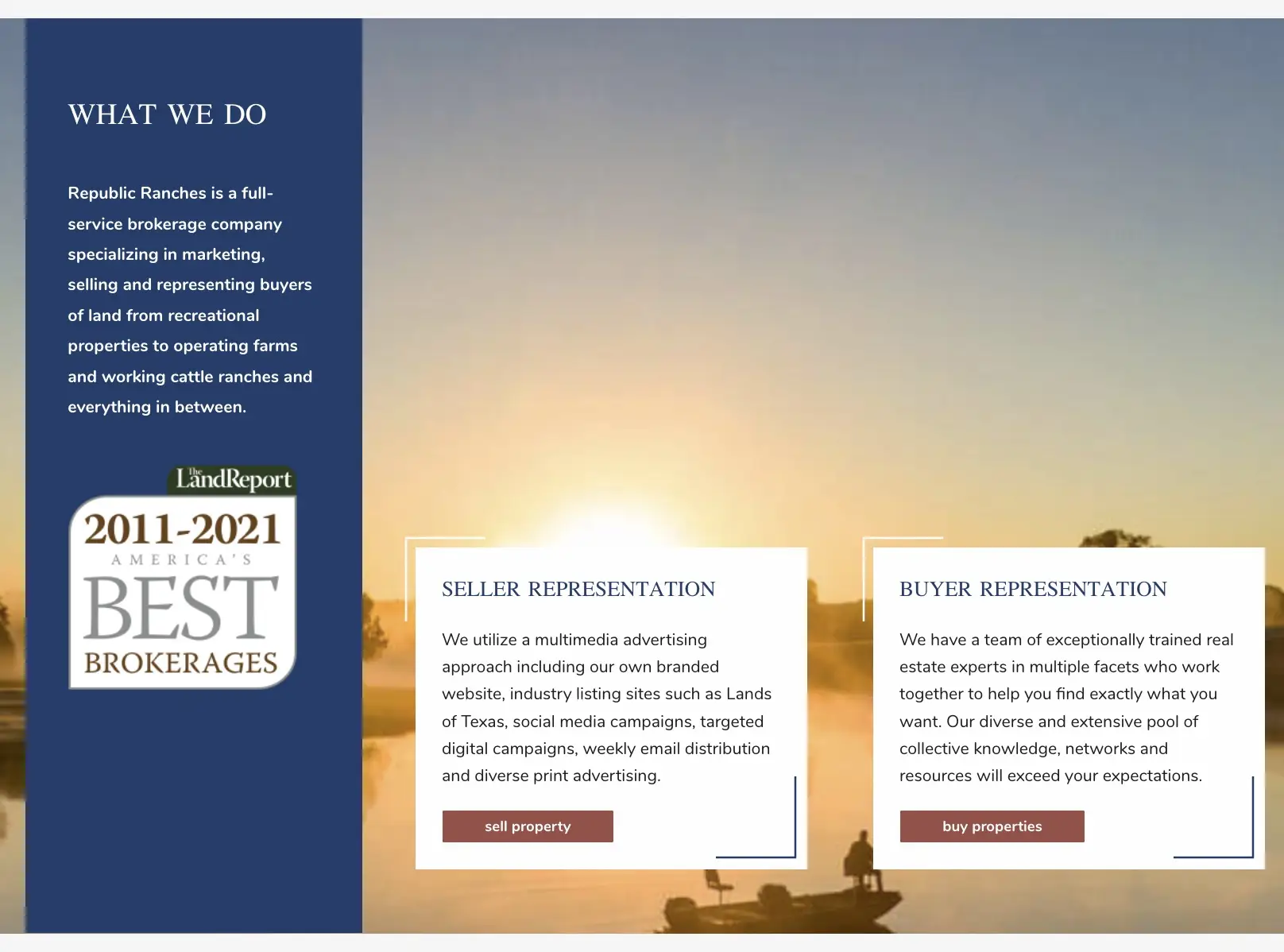 "What We Do" section on the Republic Ranches homepage