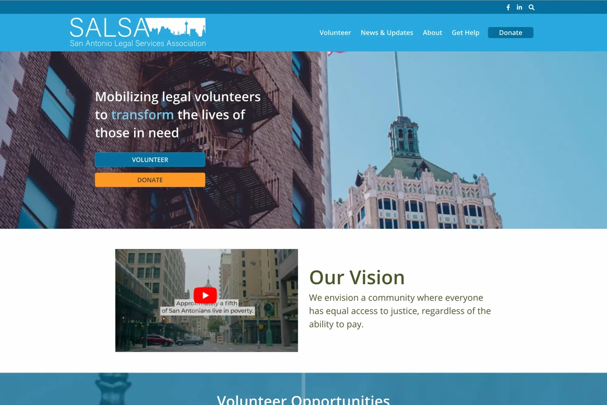 Screenshot of San Antonio Legal Services Association