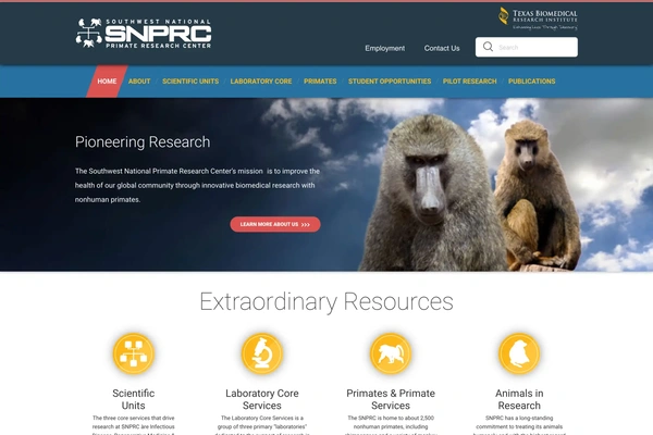 Screenshot of Southwest National Primate Research Center