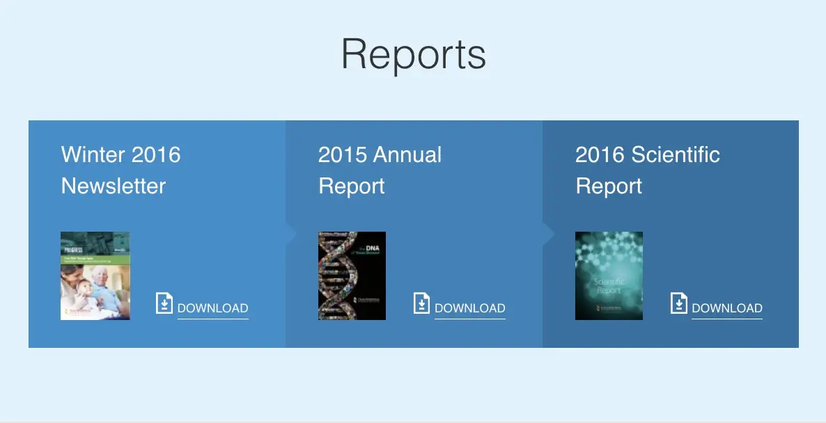 Reports section on the Texas Biomedical Research Institute homepage