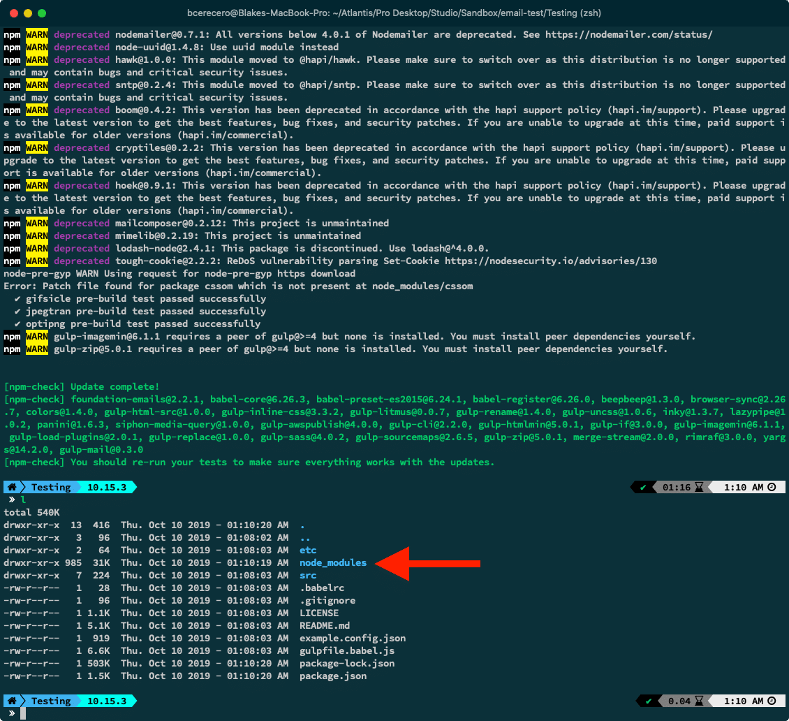 The updated node modules