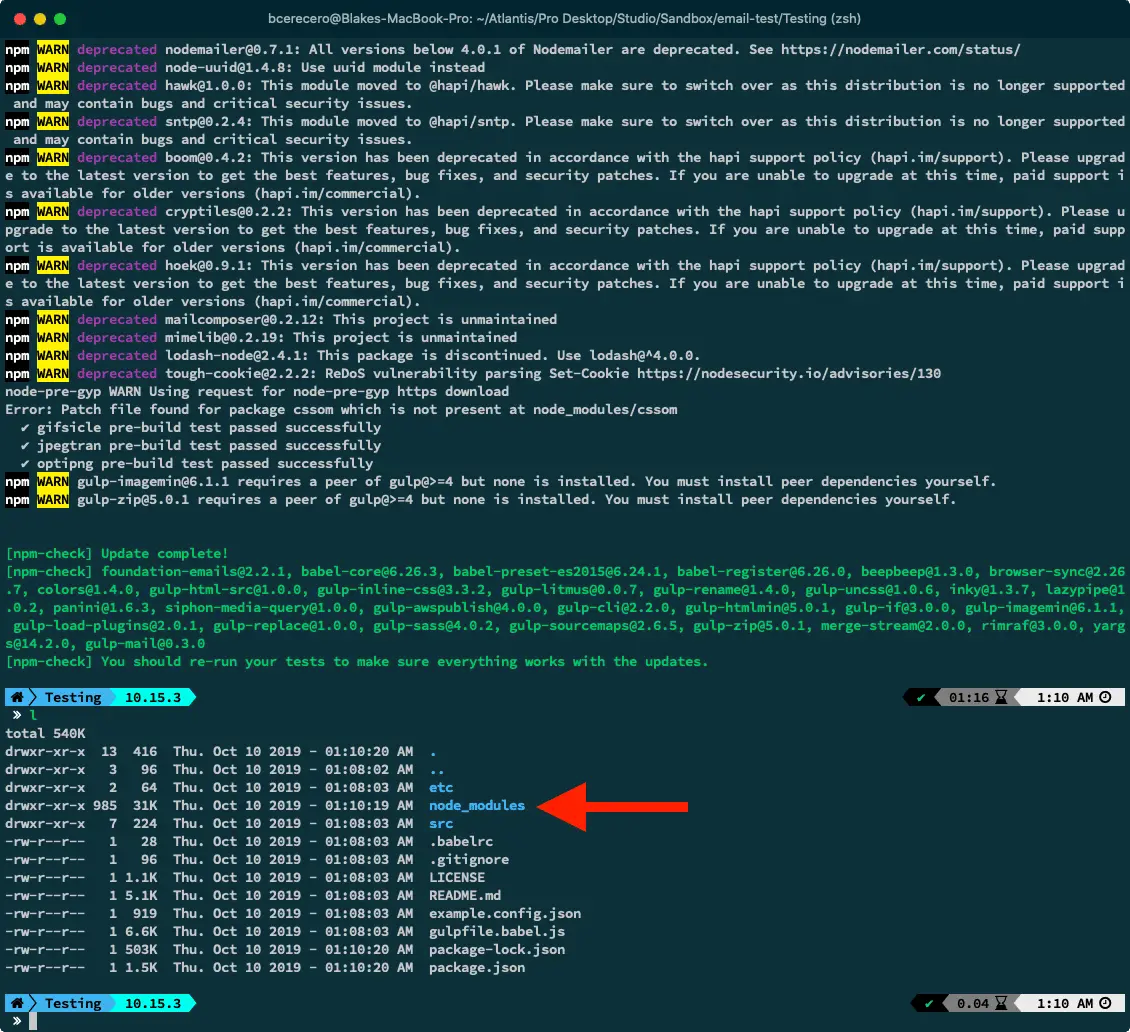 The updated node modules
